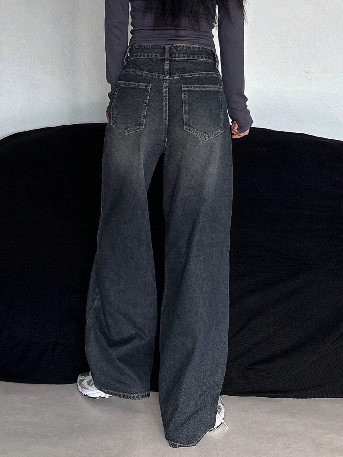 Wide Leg Baggy Relaxed Straight Loose Bottom denim jeans pants for women