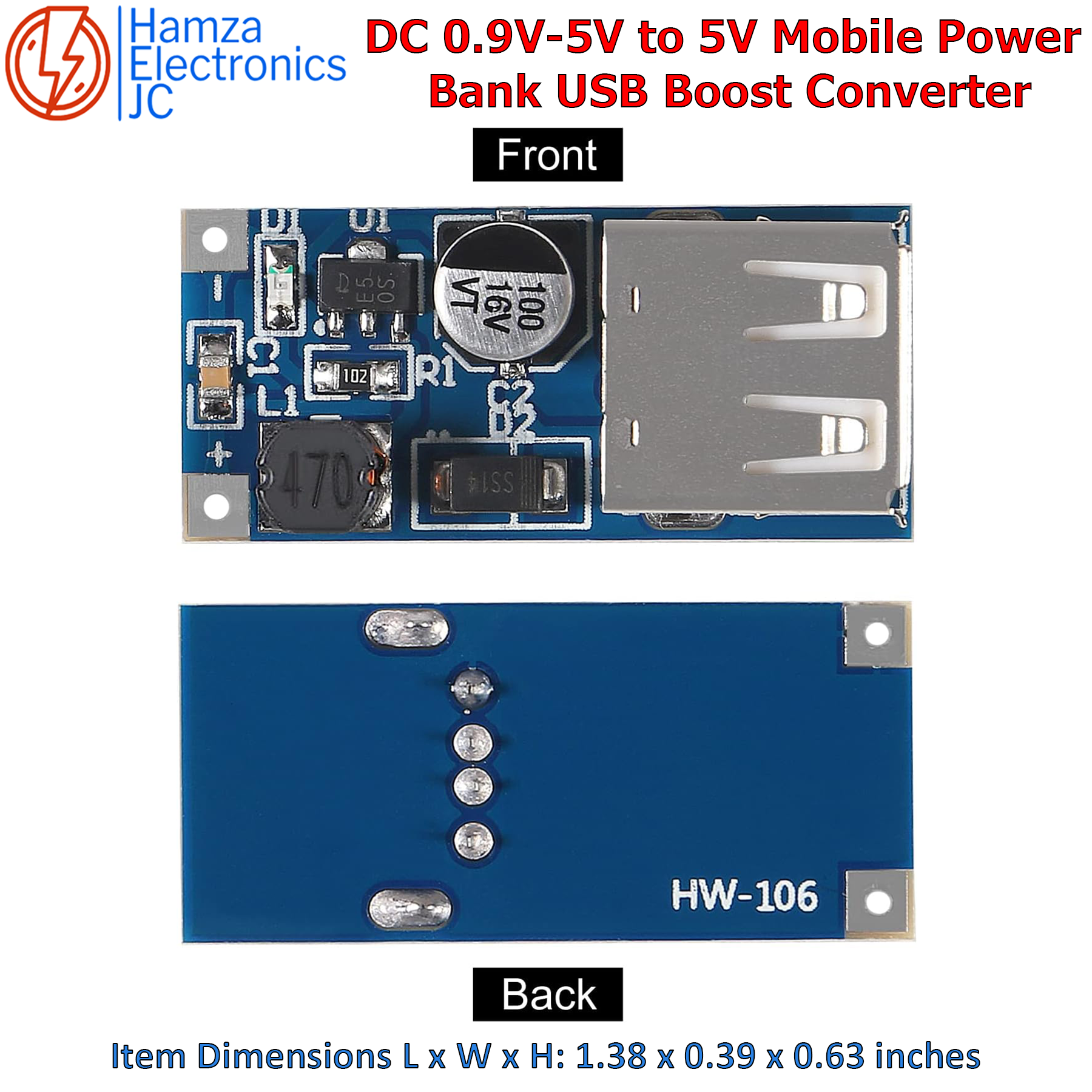 USB Output Charging Circuit Board DC 5V to 0.9-5V USB Voltage Converter Step Up Booster 600MA Power Supply Module