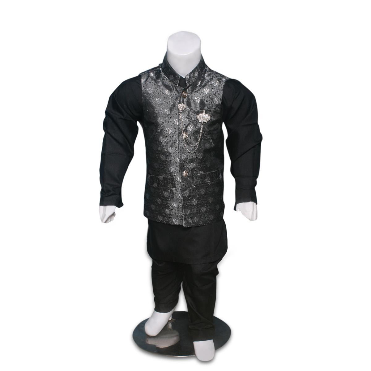 Boys 3-Piece Waistcoat Kurta Shalwar - Premium Traditional Outfit 1-4Y