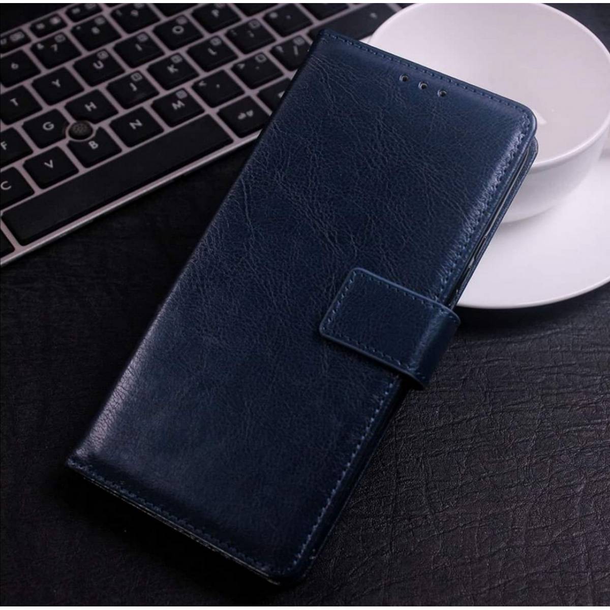 Original Huawei Y7 (2019) Flip Cover Case – Blaue Hülle Mit Rundumschutz