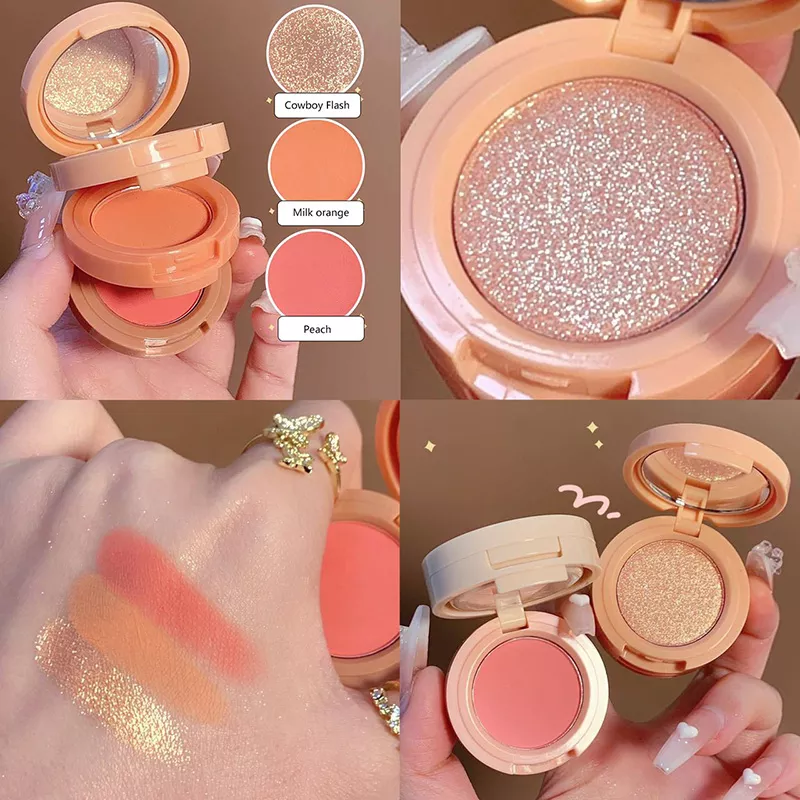 3 In 1 Highlighter Blush Palette Pearly Matte Blush Shiny Eye Shadow Multifunctional Face Makeup Palette