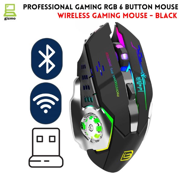 Rechargeable Gaming Mouse 6 Button RGB Lights Mouse Wired And Wireless Rechargeable Gaming Mouse With 7 Breathing RGB