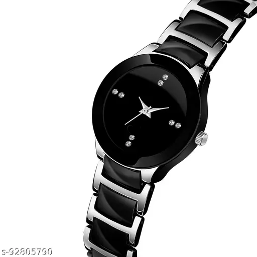 Premium Black Luxury Analog Quartz Watch for women – Elegant Stainless Steel Strap Two Tone For Girls| Luxury Perfect Ladies Gift Wrist Watches For Events