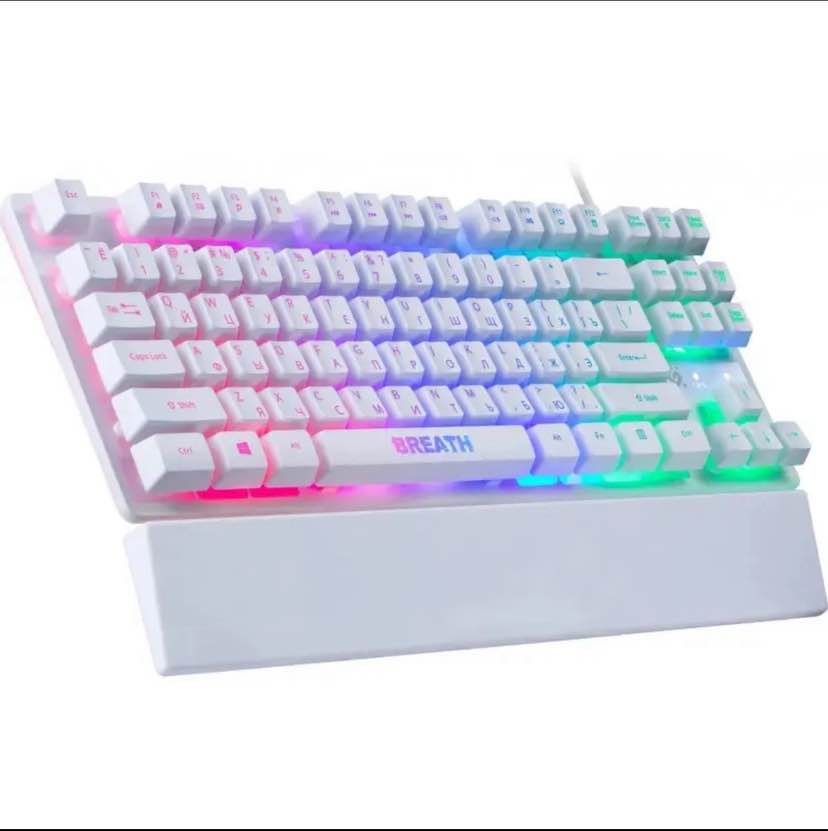 Defender BREATH semi mechanical RGB  keyboard USB wired keyboard for pc & laptop with wirst pad 87 Keys full Rgb