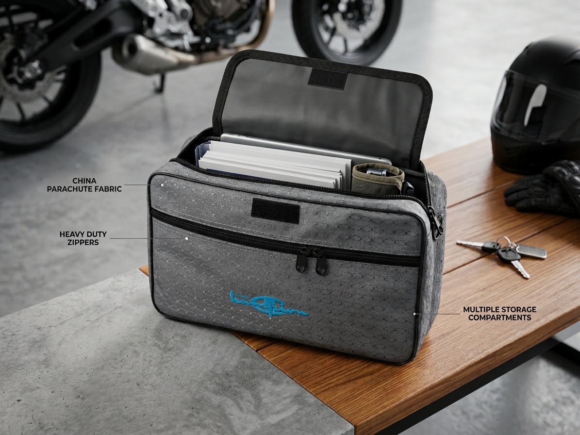 Waterproof Motorcycle Side Bag | China Parachute Fabric Bike Foot Stand Side Bag | Universal Fit | Large Storage 15.20 x 9.10 Inch | Durable, Dustproof & Weather Resistant Bike Accessories