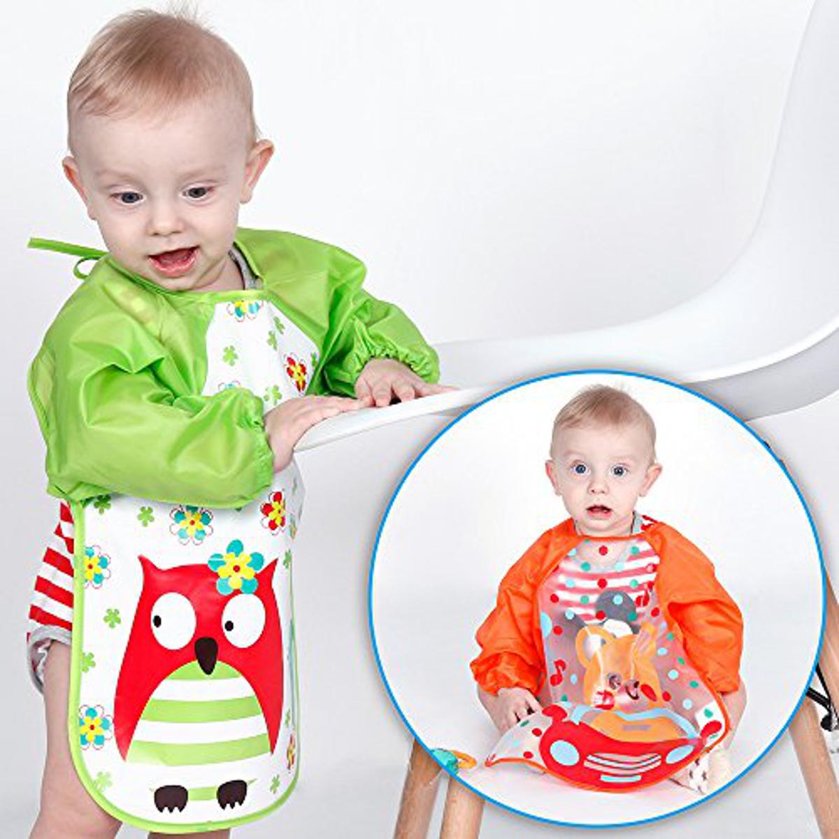 Unisex Infant Toddler Baby Waterproof Long Sleeved Bib Burp Cloths Kids Smock Feeding Accessories