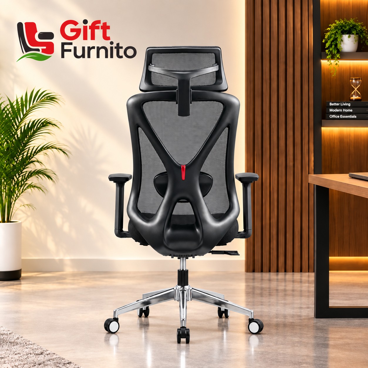 Office Chair Adjustable Computer Swivel Modern Ergonomic home Chair Fabric Mesh Chair with Back Support Arms and Wheels for Home Work and Students Study Black