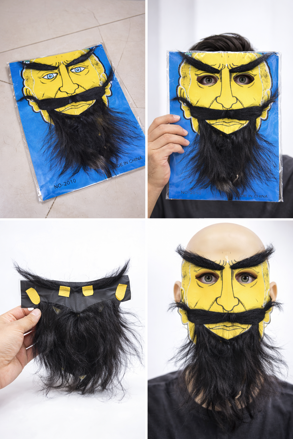 Fake Beard and Moustache Set for Men – Costume Party Fancy Dress Beard Kit with Eyebrows Halloween Cosplay Accessory