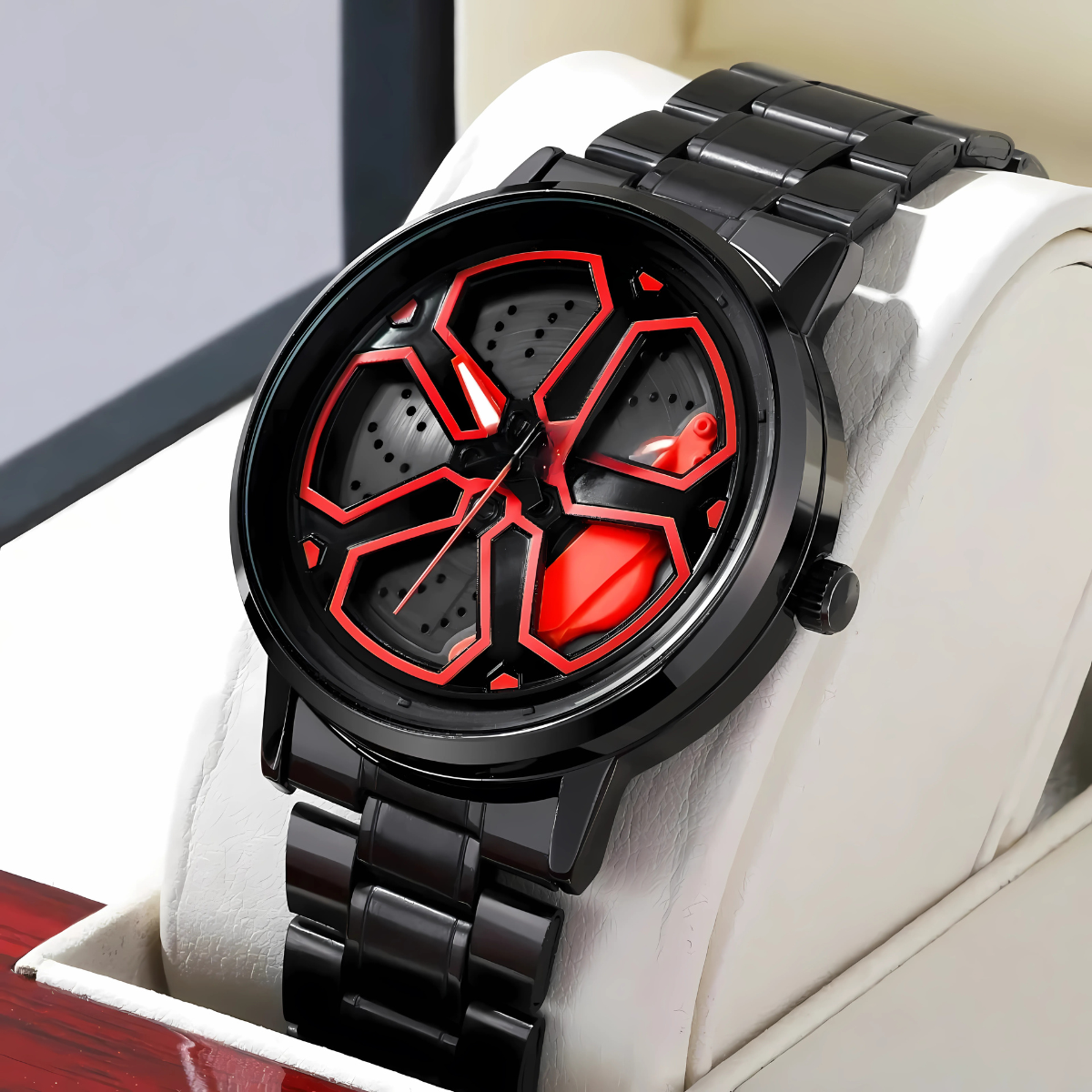 Rotating Wheel Dial Watch for Men New Fashion Stainless Steel Car Wheel Watch for Boys Premium Quality Watch for Gents Elegant Watch for Gift