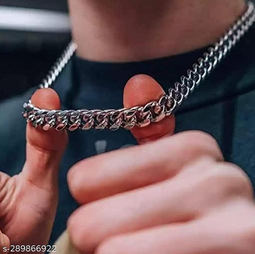 Hip Hop Silver Zircon Cuban Link Chain , Rhinestone Paved Hip Hop cubana cadenas Fashion Jewelry , Necklace For Men/Women , Trending Neck Chain In Silver