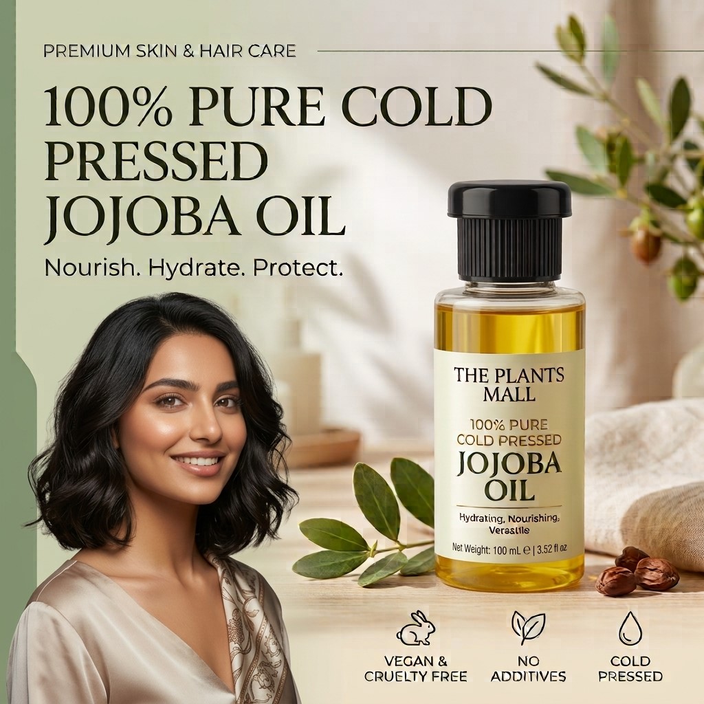 The Plants Mall Premium 100% Pure Jojoba Oil  | Cold Pressed Jojoba Oil for Face, Hair & Skin | Natural Moisturizer & Hair Care Oil