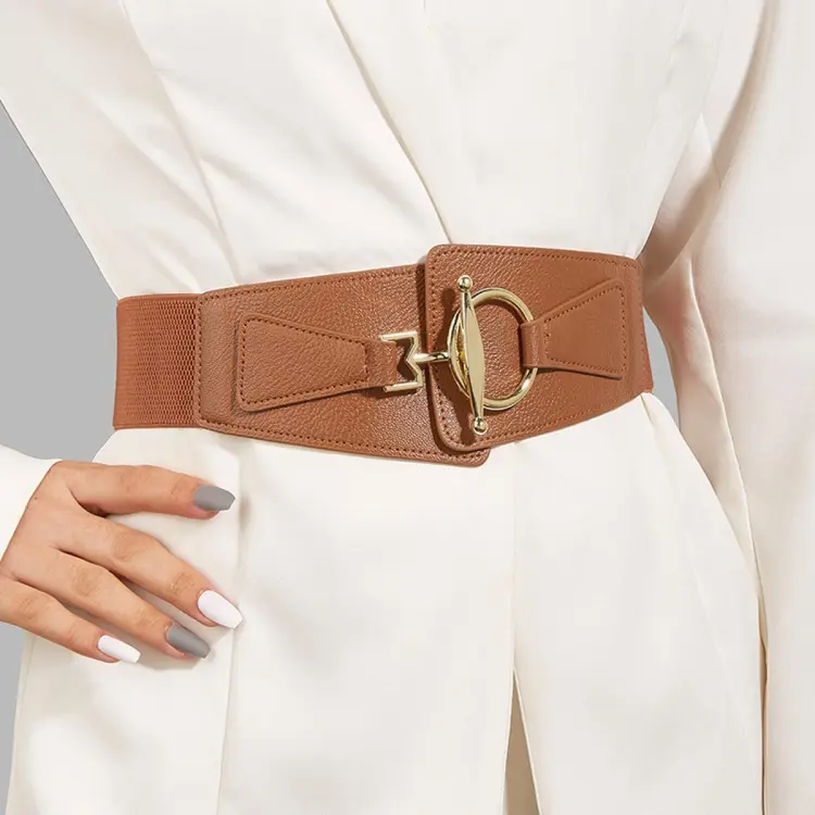 New Women PU Leather Wide Waist Belt High Quality Luxury Big Belts for  Women Retro Stretch Dress Belt Cummerbunds Plus Size Belt