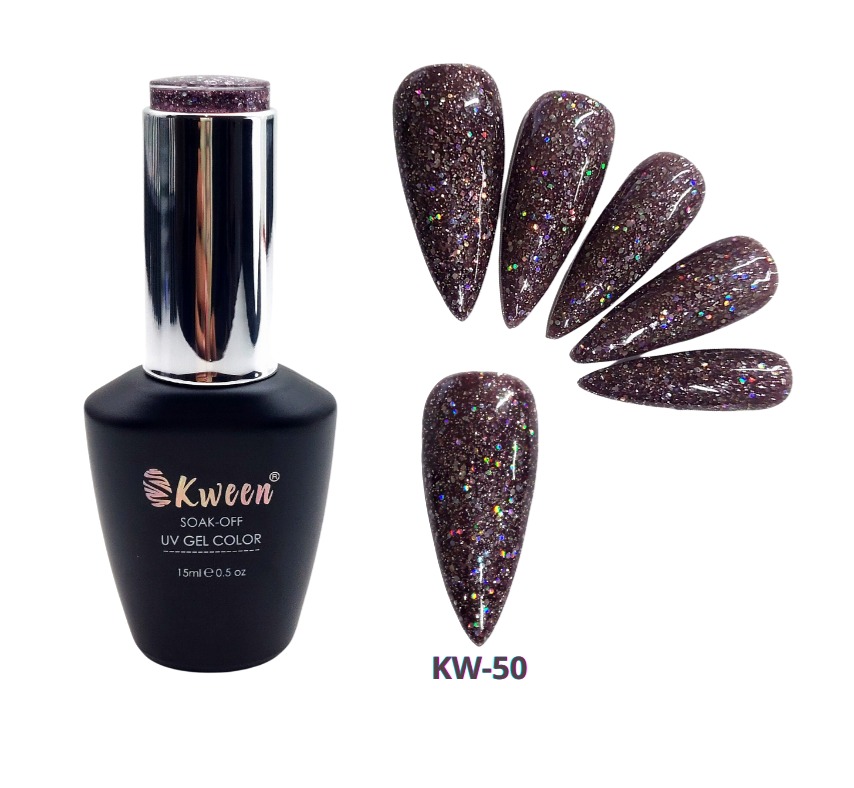 KWEEN Glitter Purple Gel Nail Polish, Sparkly Lavender Purple Uv Glitter Gel Nail Color Soak Off For Nail art