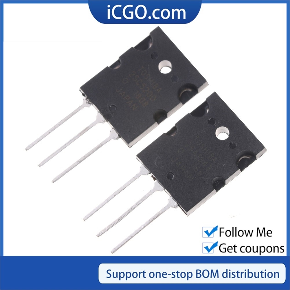 1 pair 2SA1943 2SC5200 TO-3PL Silicon NPN + PNP Audio Amplifier