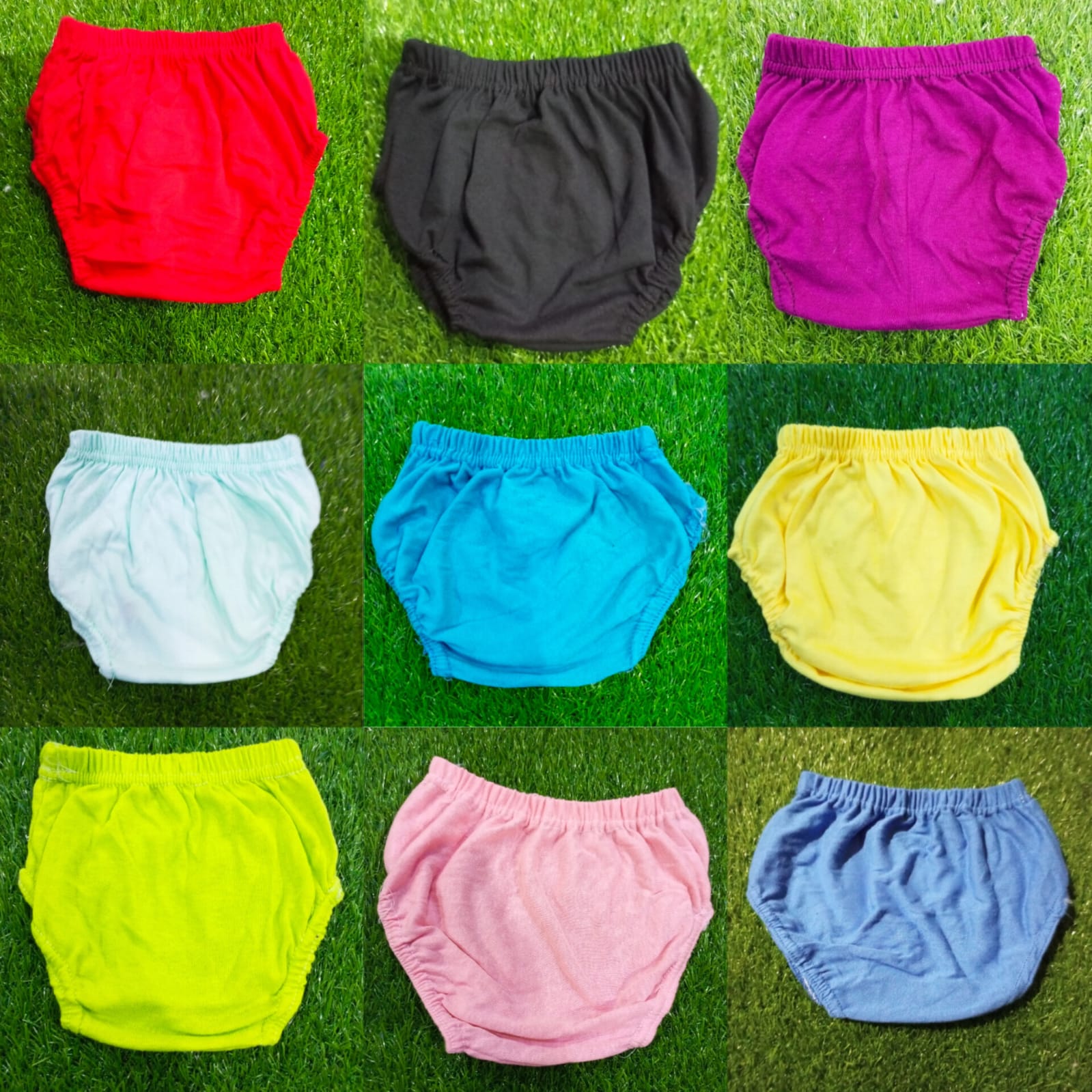 Pack of 6 Soft Cotton Baby Chaddi Diaper Cover Panties with Elastic Waist and Leg in Mlticolors
