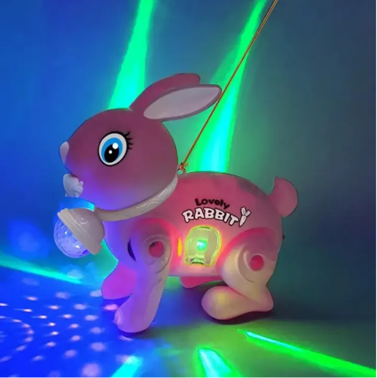 Electric Bunny Rabbit Plush Toy with Music & LED Perfect Birthday Gift for Girls Boys Kids