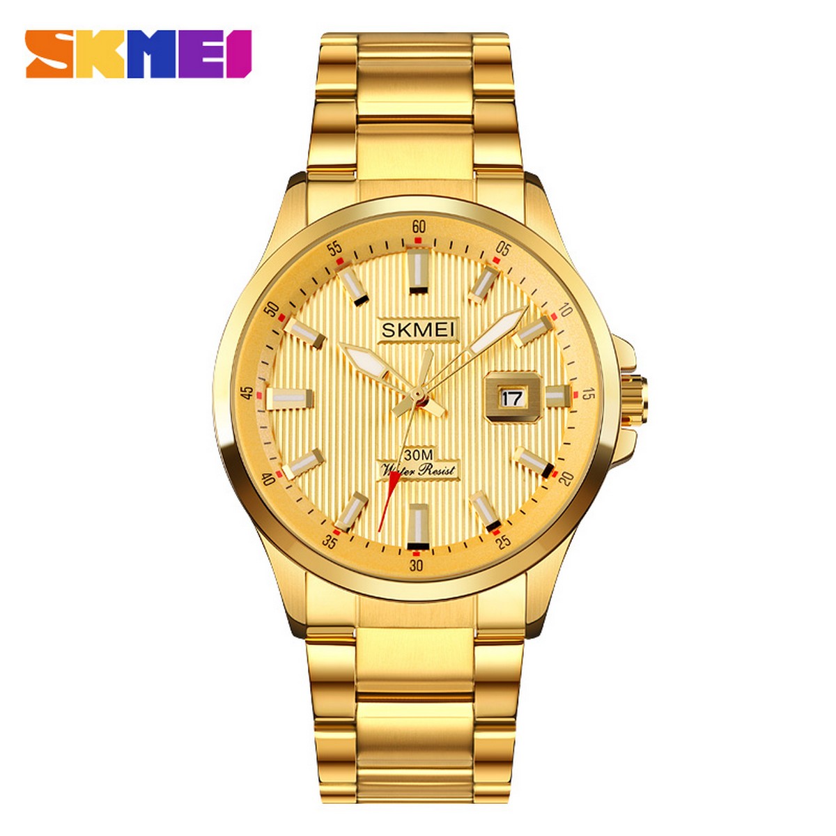 SKMEI Fashion Trend Men's Steel Band Quartz Watch Hollow Calendar