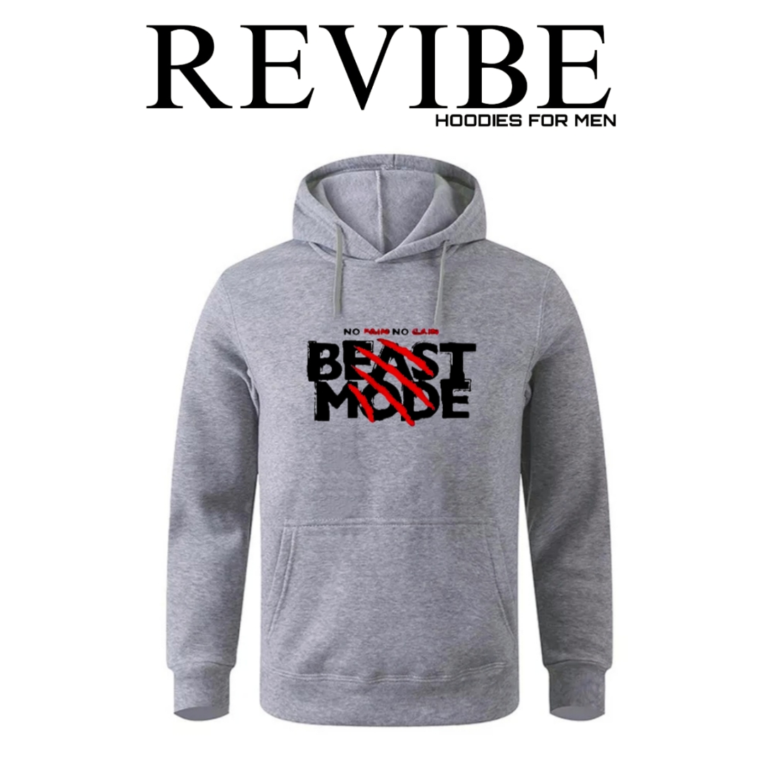 REVIBE - Black Beast Mode Printed Hoodies For Men