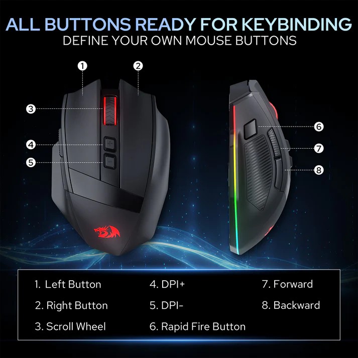 Redragon M923 STEALTH Wired RGB Gaming Mouse 24000Dpi with Rapid Fire Button with Programmable Buttons 19 d7c11faeb7529c80b84c51c16c18de62