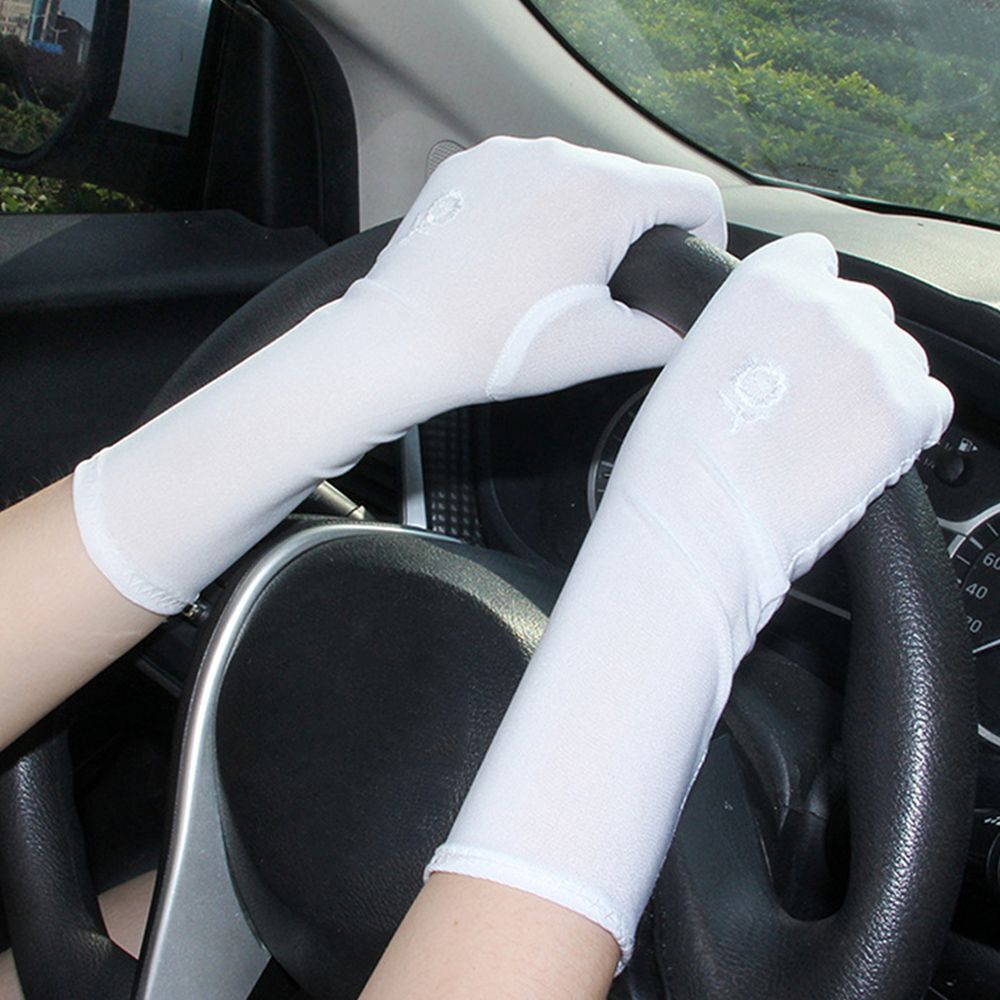 Summer Sunscreen Ice Silk Mittens - Non-Slip Lace Gloves, 8x30cm
