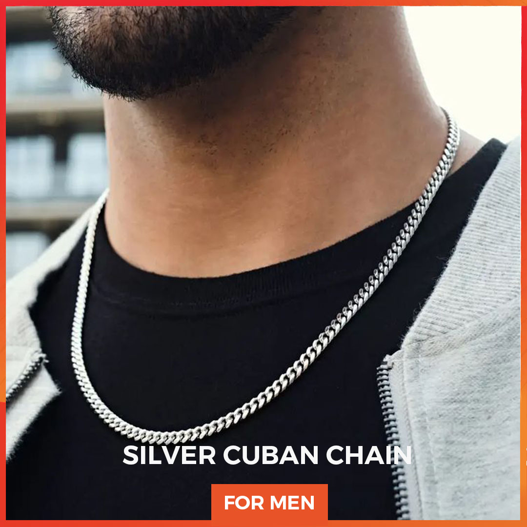 High Quality Pure Silver Stainless Steel Italian Thin Cuban Chain For Men