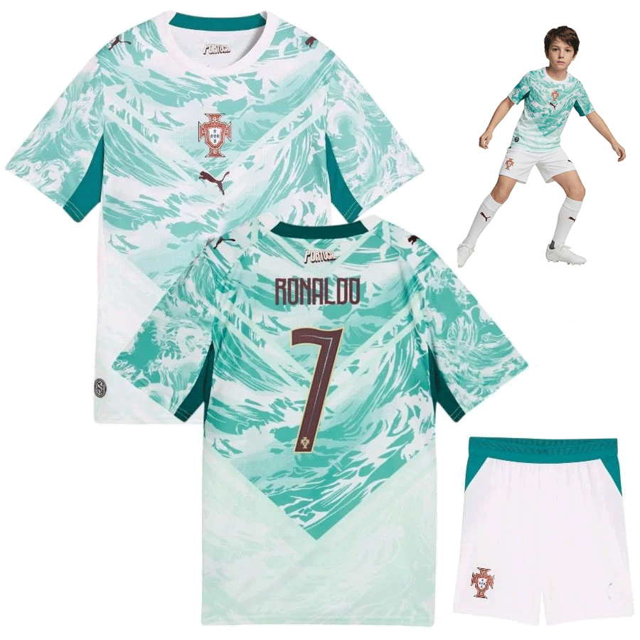 Kids Cristiano Ronaldo Portugal Away T- Shirt and Short Kit Football