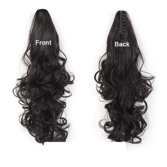 Long Curly Ponytail Hair Extensions With Claw Clip in 26 inches Natural Black Ponytail Hairpiece Weave Pony Tail Synthetic Hair
