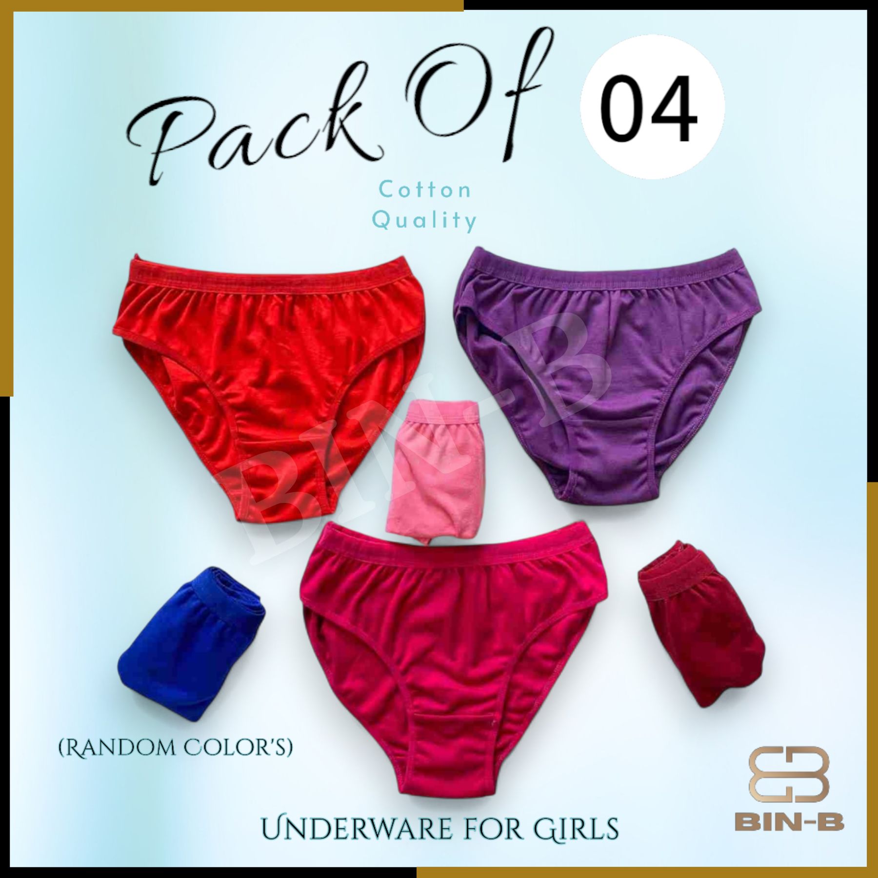 BIN-B Pack of 2 Soft Cotton Jersey Underwear Panties for Girls Women| Black Skin Color