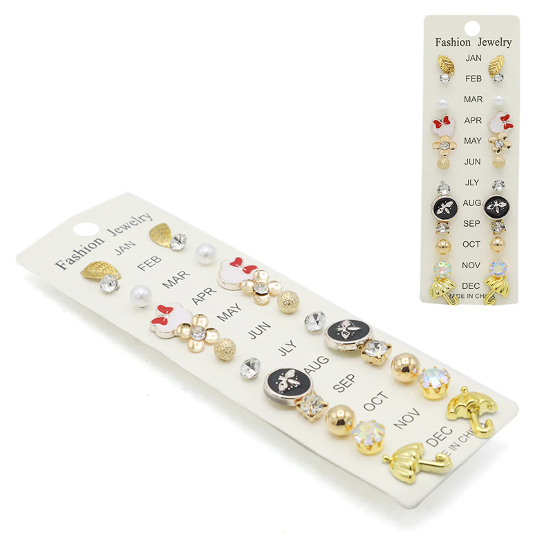12 Pairs Diff Style Ear Stud Earrings Korean Fashion Cute Small Stud Earring Set Casual/Office Wear Earring Tops Stone Pearl Kaan ke Tops Latest Trendy Ear Rings for Women & Girls