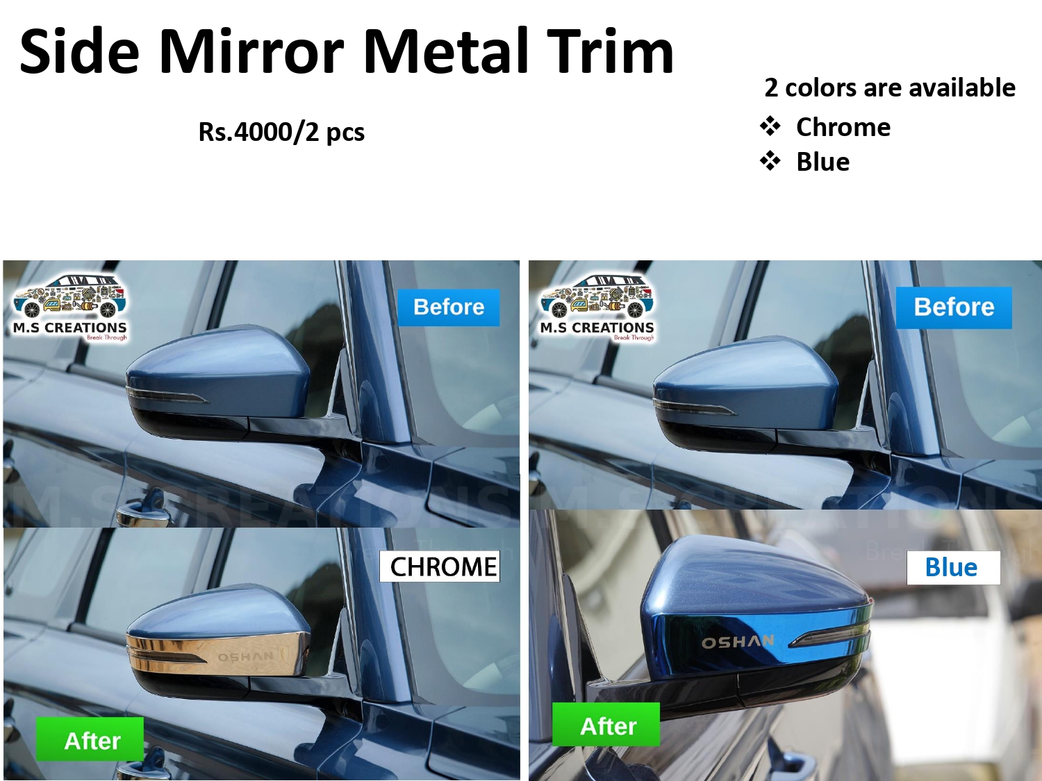 changan oshan x7 side mirror metal trim (car accessories) Daraz.pk