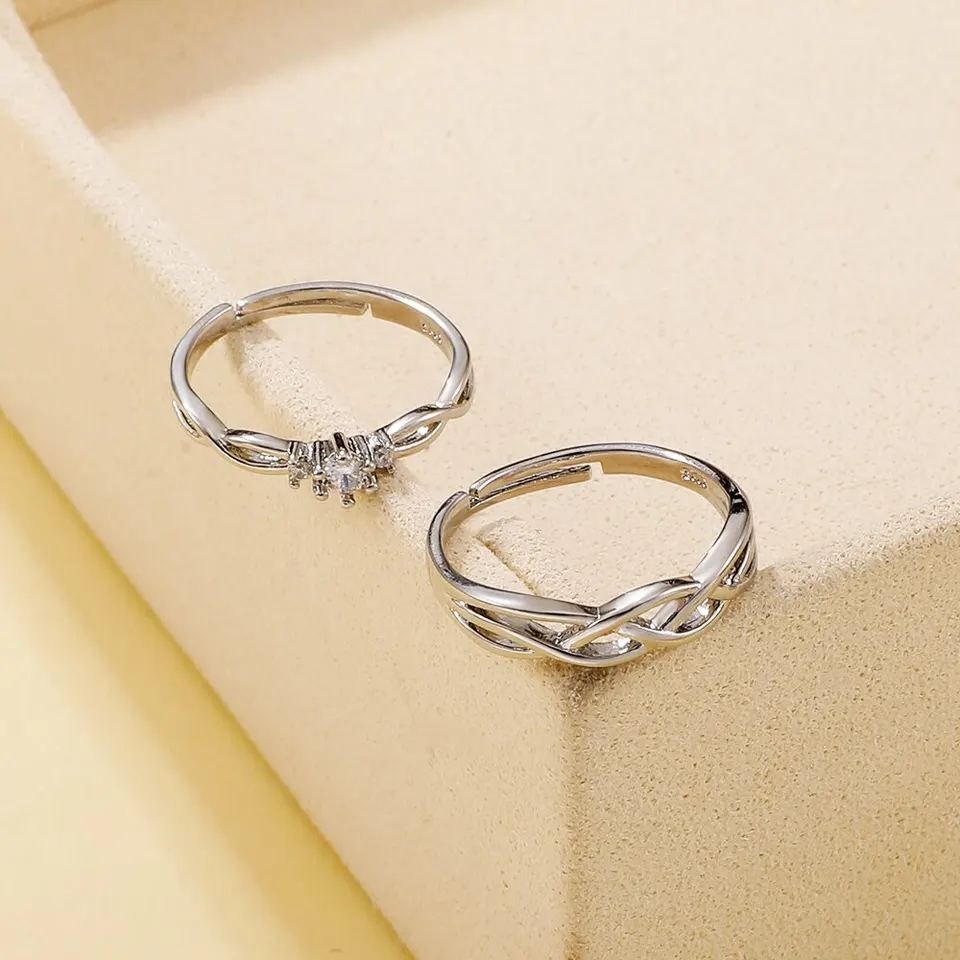 New Zircon Couple Ring For Women Men Fashion Flower Crown Proposal Promise Engagement Wedding jewelry