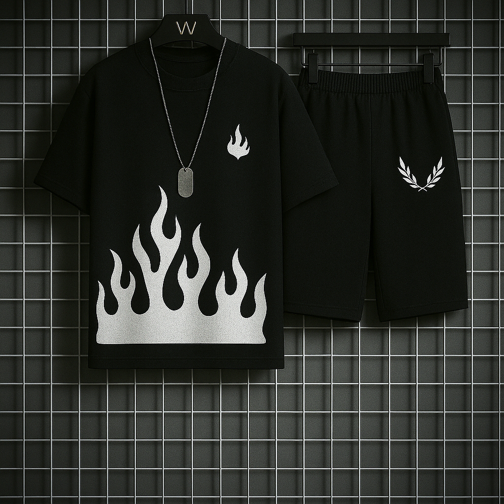 New trendy fired printed summer tracksuit for men and boys
