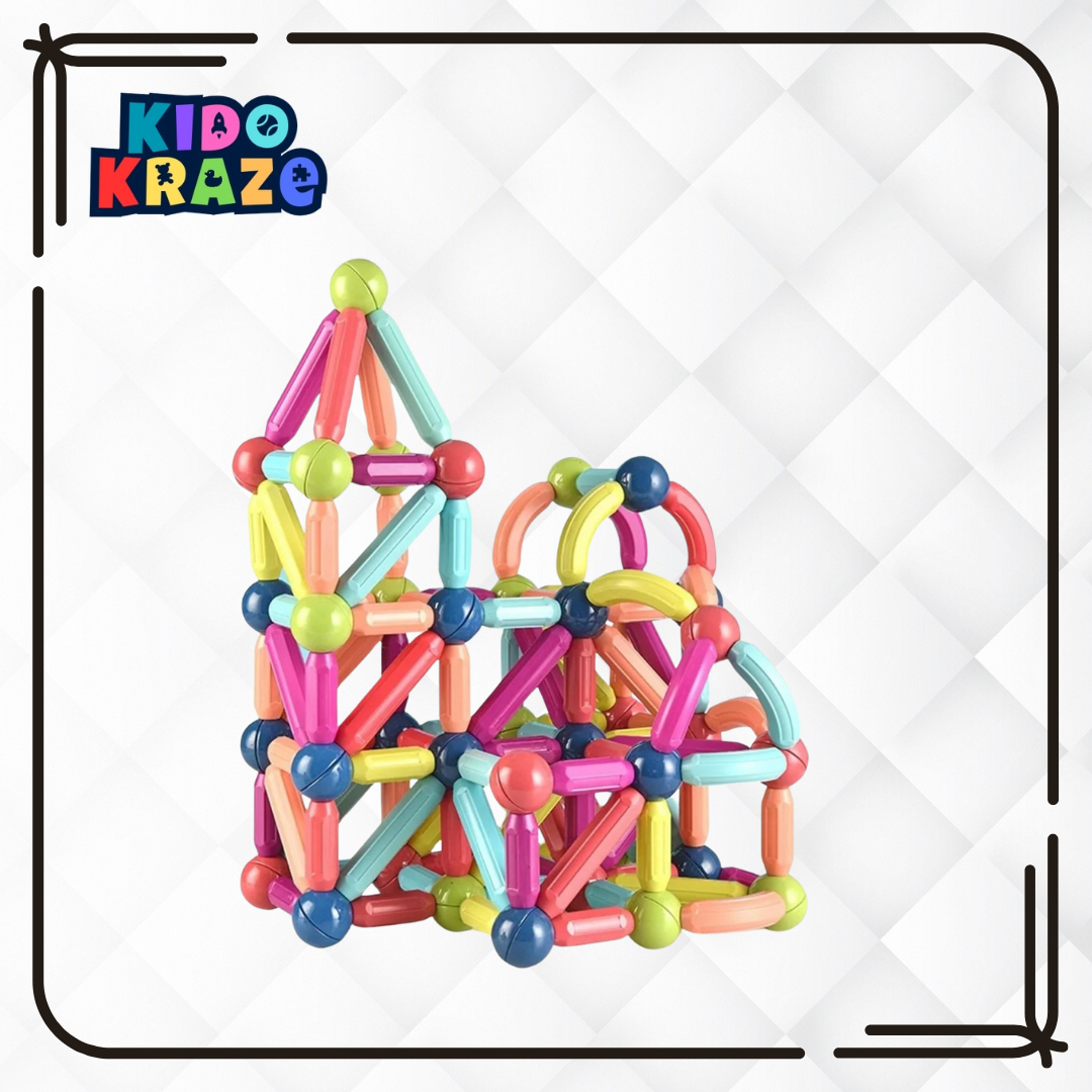 Kido kraze Magnetic Toys Building Blocks - 36/42/64/25 PCS Kids Magnet Balls and Rods Set Toddler STEM Sticks Toy Learning Educational Block Games Stacking Toys for Boy Girl Age 3+ Years Old Preschool