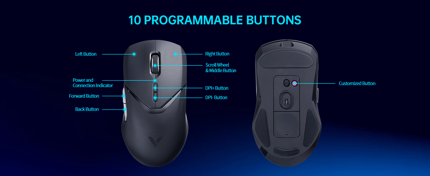 RAPOO VT9PRO 4K Wireless Gaming Mouse Black Purple 8KHz Wired Polling Rate 26000 DPI 1ms Response Time, Lightweight, 10 Programmable Buttons 19 d8340e83d23745ff2cbf15ec28931818