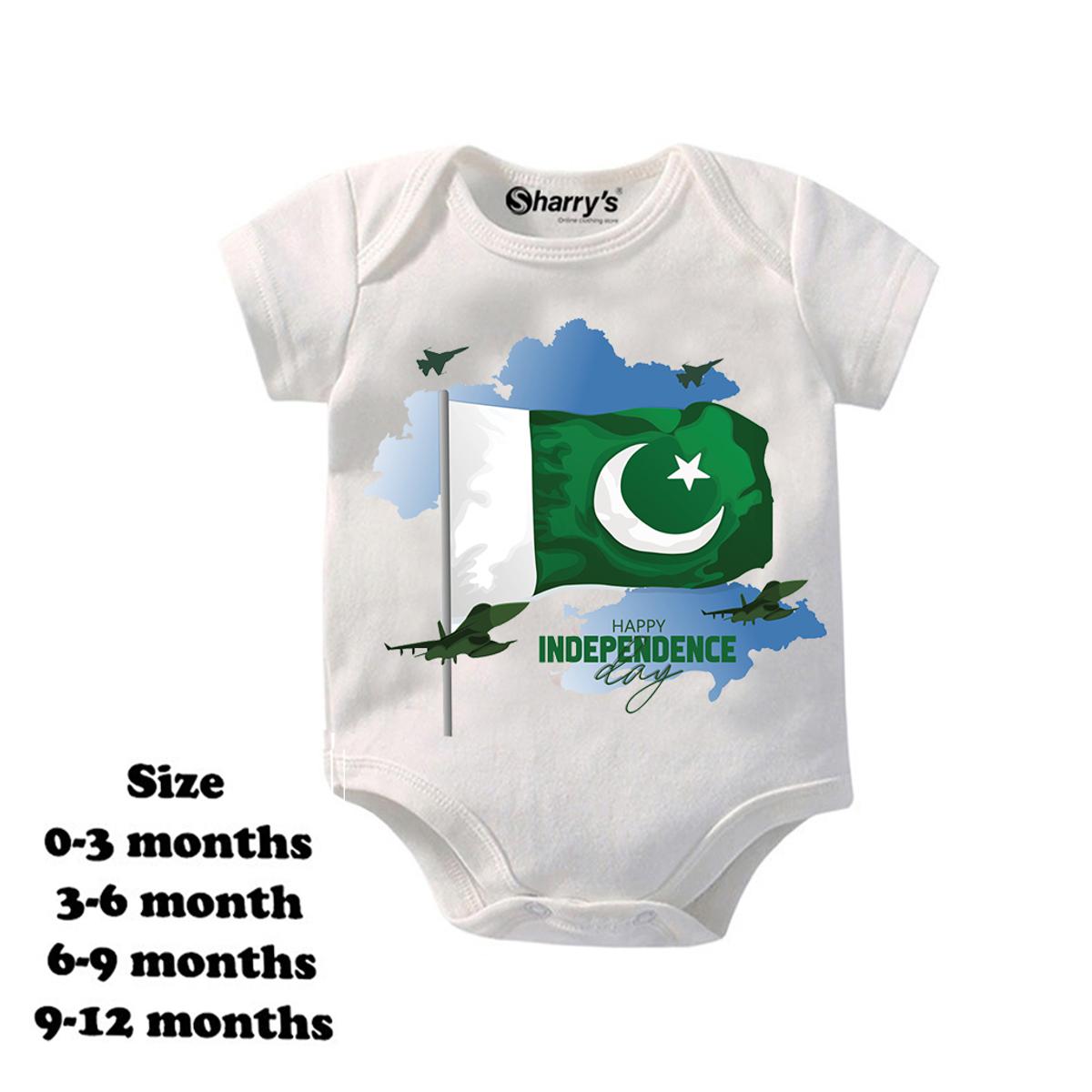 Sharrys Half Sleeves 14 August Printed Baby Romper Bodysuit For Babies infant Onesis 0-14 Months Summer Wear Trendy Printed independence day