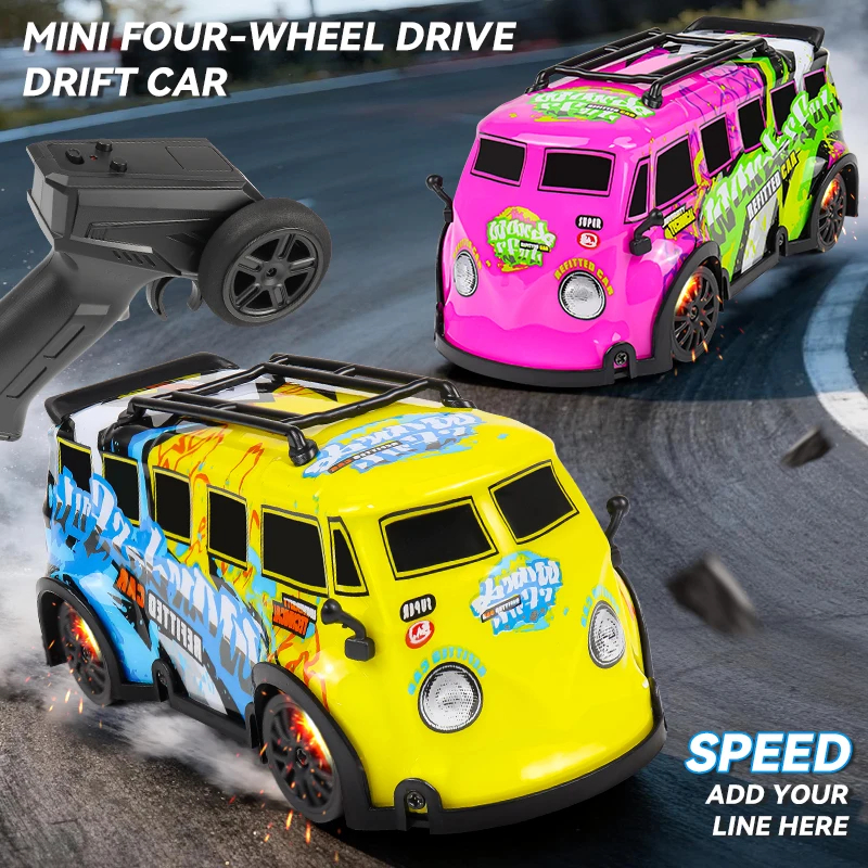 KIDDO KASTLE -  Remote Control MOKA 1:32 RC Drift Car with WiFi Camera | 2.4GHz 4WD 20KM/H High-Speed Racing Car with Replaceable Drift Tires, Road Blockers & USB Rechargeable Battery | Assorted Bus & Sports Car Models