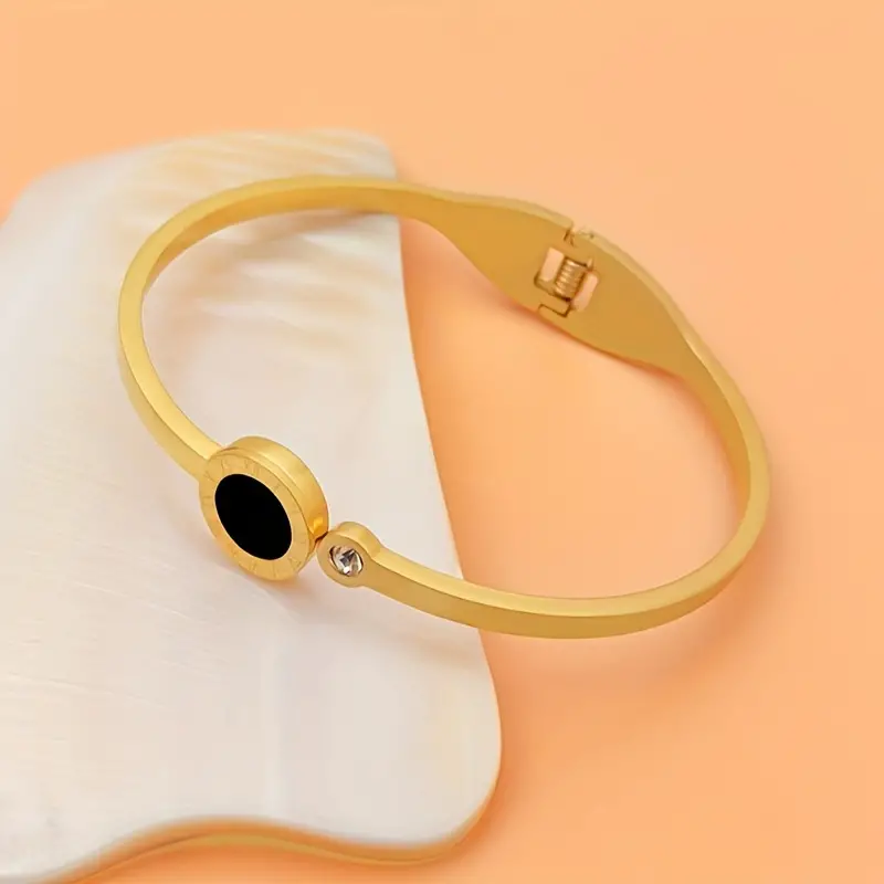 Golden Roman Bangle for Girls - Stainless Steel Bracelet