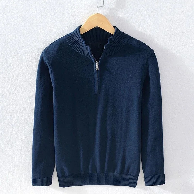 MEN'S QUARTER ZIPPER TURTLE NECK SWEATERS SOLID COLORS