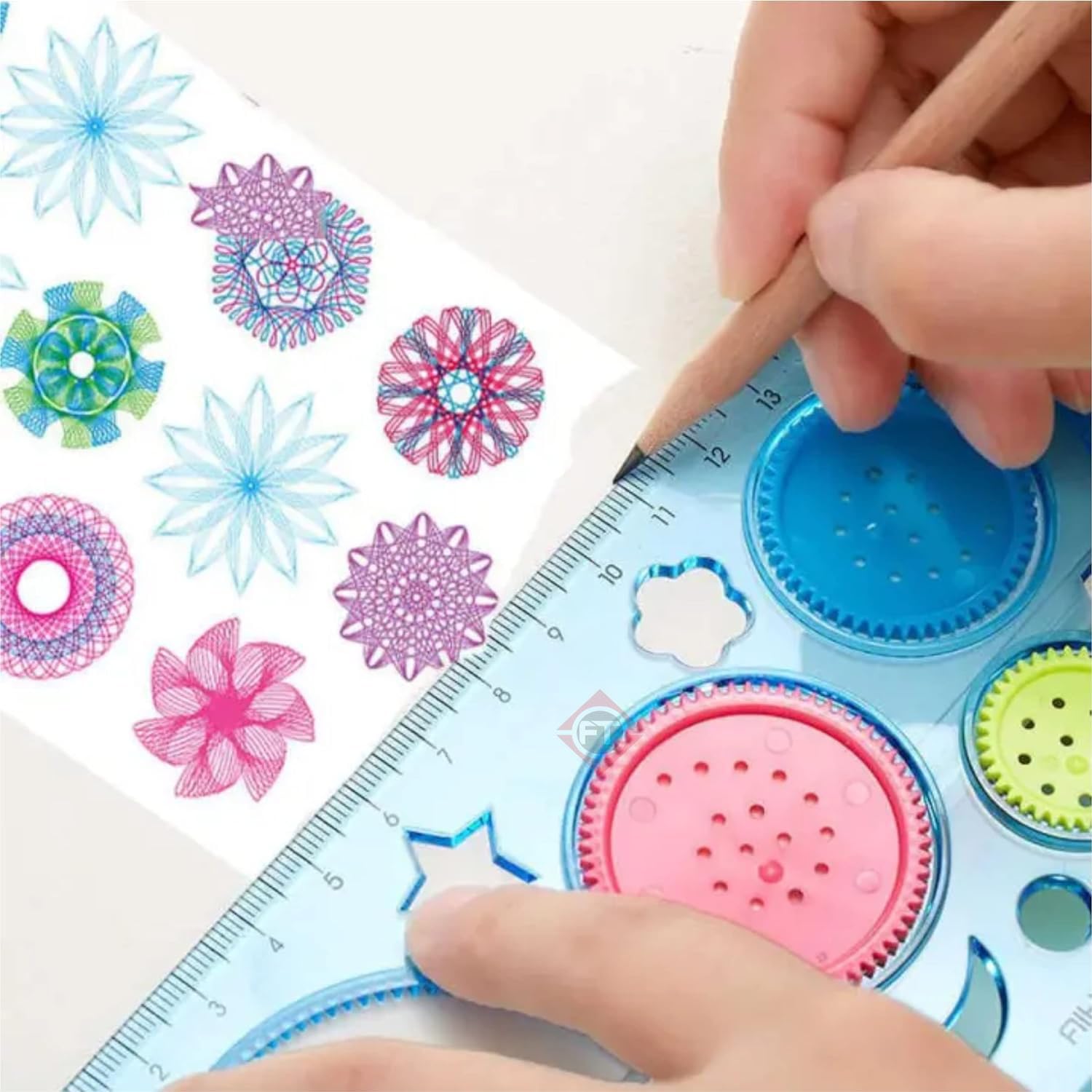 Pack of 4 New Spirograph Geometric Ruler Stencil Design Ruler Set Spiral Art Classic Toy Spirograph Scale
