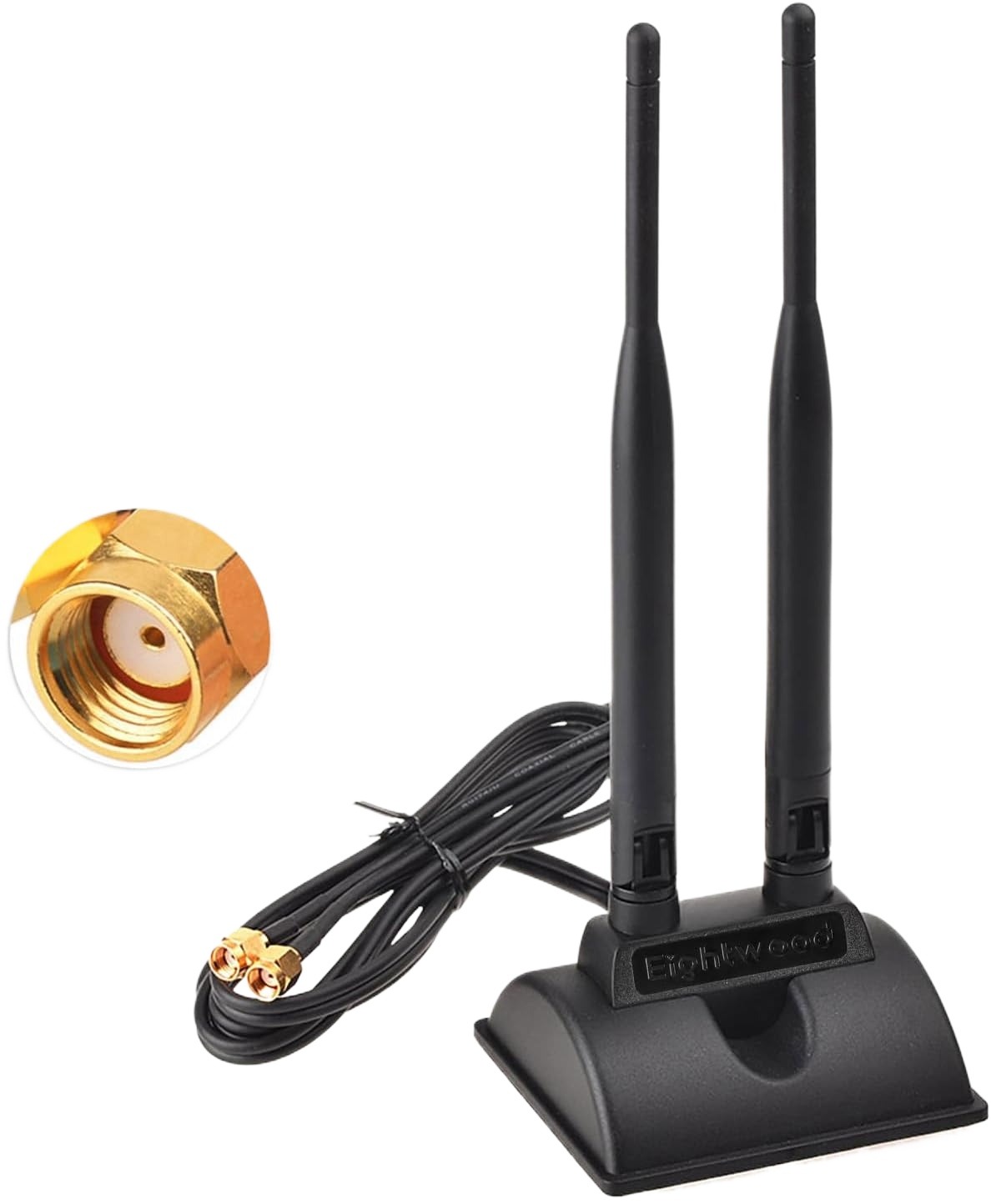 Dual WiFi Antenna with RP-SMA Male Connector, 2.4GHz 5GHz Dual Band Antenna Magnetic Base for PCI-E WiFi Network Card USB WiFi Adapter