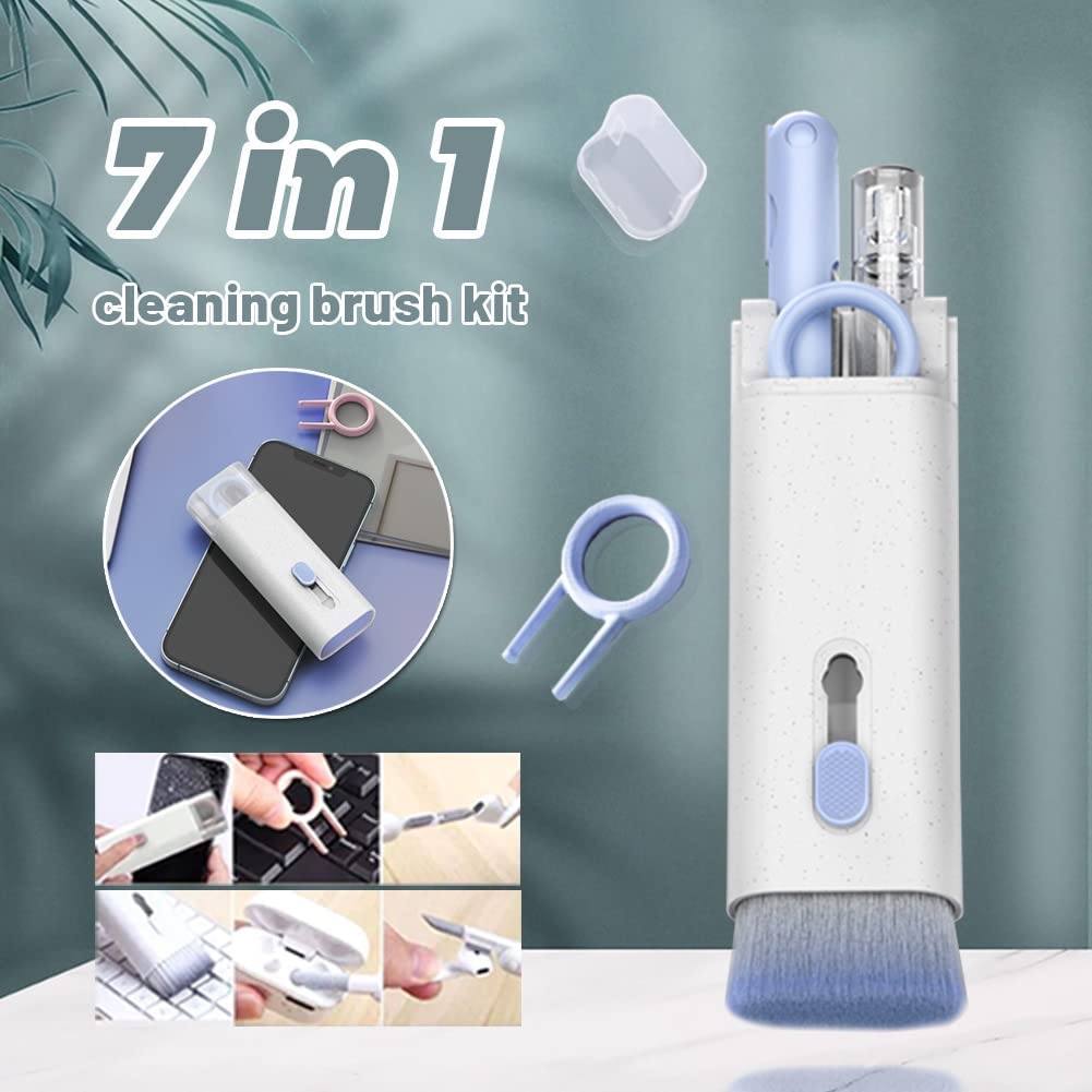 7-in-1 Computer Keyboard Cleaning Brush Kit| Portable 7 in 1 Electronics Keycap Puller Kit| Multifunctional Computer Gap Cleaning Tool Set for Laptop| PC Monitor| Earbuds| IPad Cell Phone| Bluetooth Earphones| Office Gadgets Cleaner Airpods Tablet Macbook
