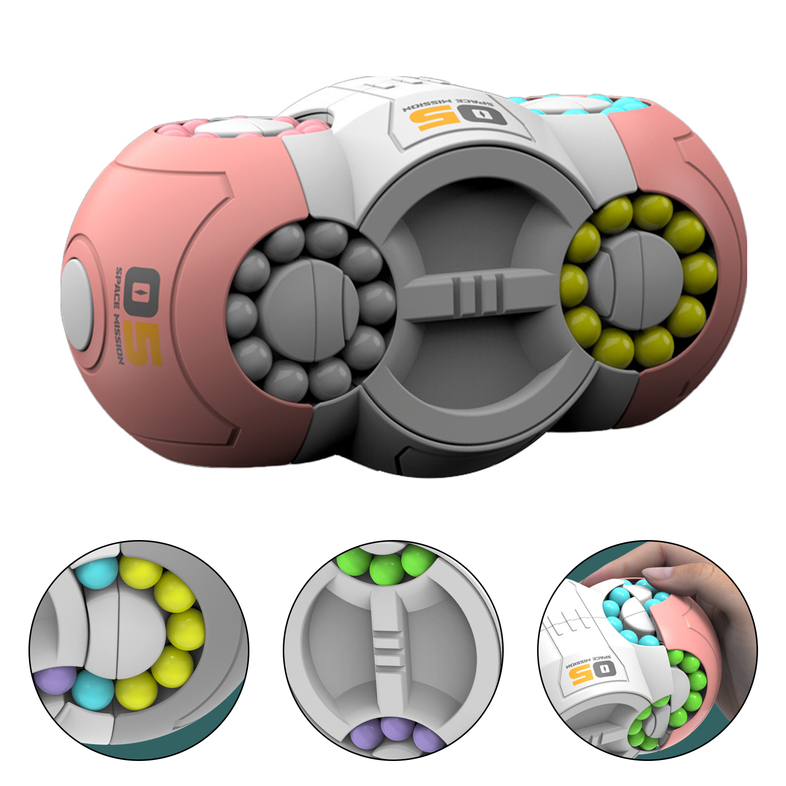 Stress Relief Bean Cube Toy Rotating Bean Cube Spinner Toy Stress Relief Fidget Sensory Toy For Adults Kids Educational Handheld Bead Puzzle Spinning Cube Perfect Gift