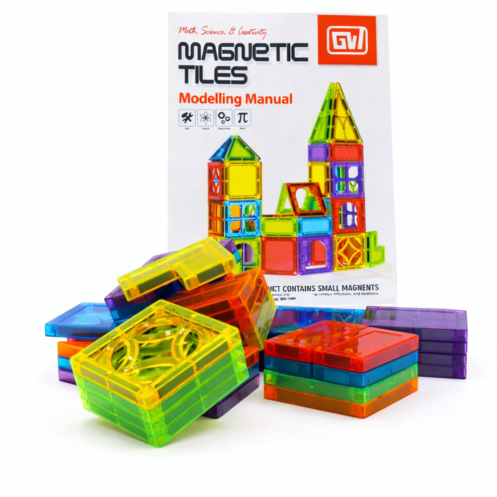 3D Magnetic Tiles 34 PCS Set – Magnetic Building Blocks for Kids | Educational STEM Construction Toy | Magnetic Construction Blocks for Preschool Learning | Kids Brain Development Building Toy | Creative Magnetic Tiles Puzzle Set for Boys & Girls