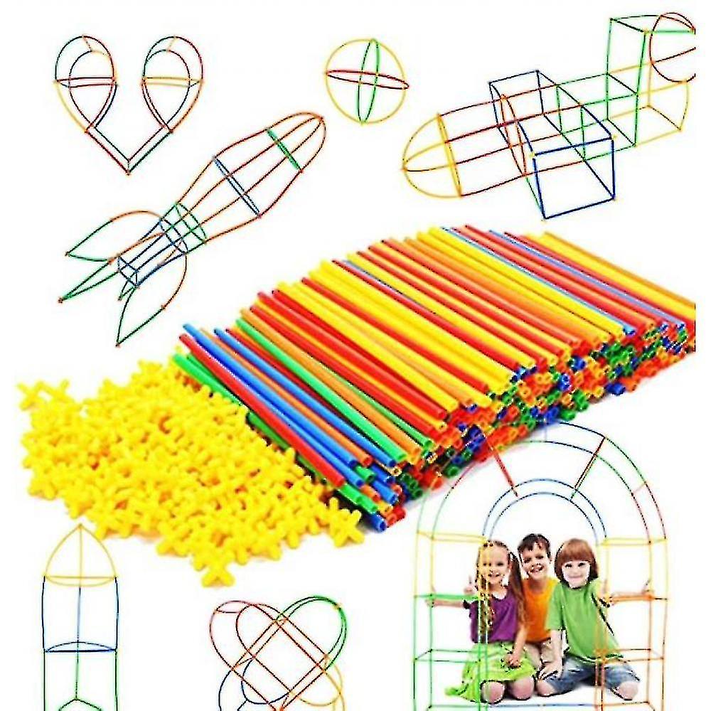 RAINBOW Building Straws and Connectors - STEM Blocks Construction Toys for Boys & Girls - 110 Pcs Straw Building Set - Engineering Connector Blocks for Kids