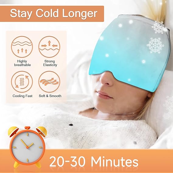 Cooling Gel Head Cap - Reusable Cooling Cap | Comfortable Head Cooling Wrap For Daily Use