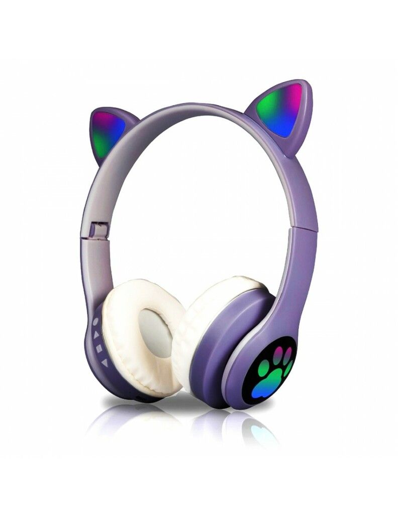 New STN 28 Cat Ear Bluetooth 5.0 Stereo Headset with RGB Lighting, Microphone, TF Card Support, and Universal Compatibility
