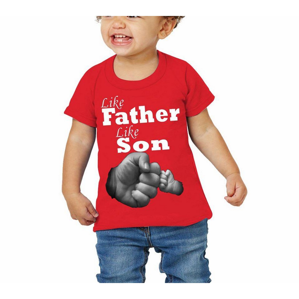 Bindas Collection Red Like Father Like Son Digital Printed Tshirt For Boys