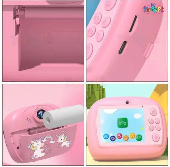 Instant Print Camera for Kids with Flipped Lens Zero Ink Kids Camera Digital Camera with 1 Rolls Print