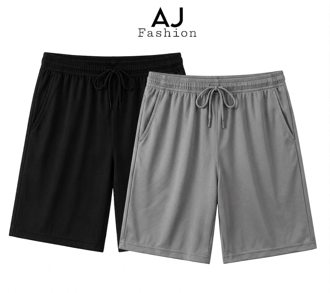 AJ Fashion | Pack Of 2 Man Sweat Shorts | Cotton Jersey | Premium Quality | Casual Wear | Comfortable | With Side Pockets | Relaxed Fit | For Man And Boys