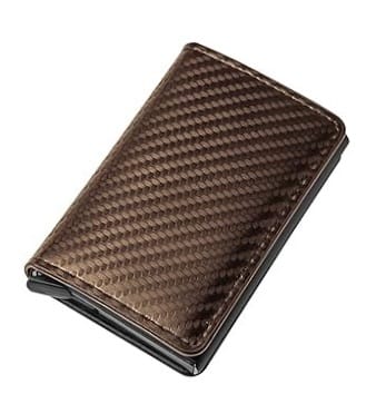 RFID Carbon Fiber Card Holder for Men | Slim Minimalist Wallet | RFID Blocking Metal Card Holder - Pop-Up Design | Coin Pocket